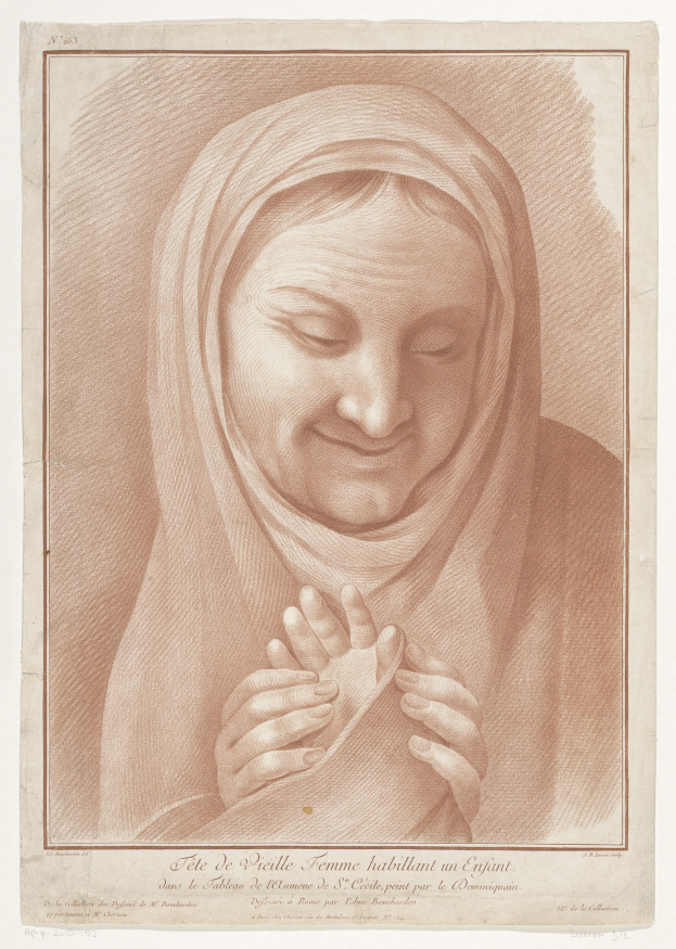 Eine Zeichnung einer Frau in einem weißen Gewand mit einer blauen Schärpe, die Hände zum Gebet gefaltet, von goldenem Licht erhellt, mit geschlossenen Augen und leicht geöffneten Lippen, betitelt mit 'Unsere Liebe Frau von Guadalupe'.