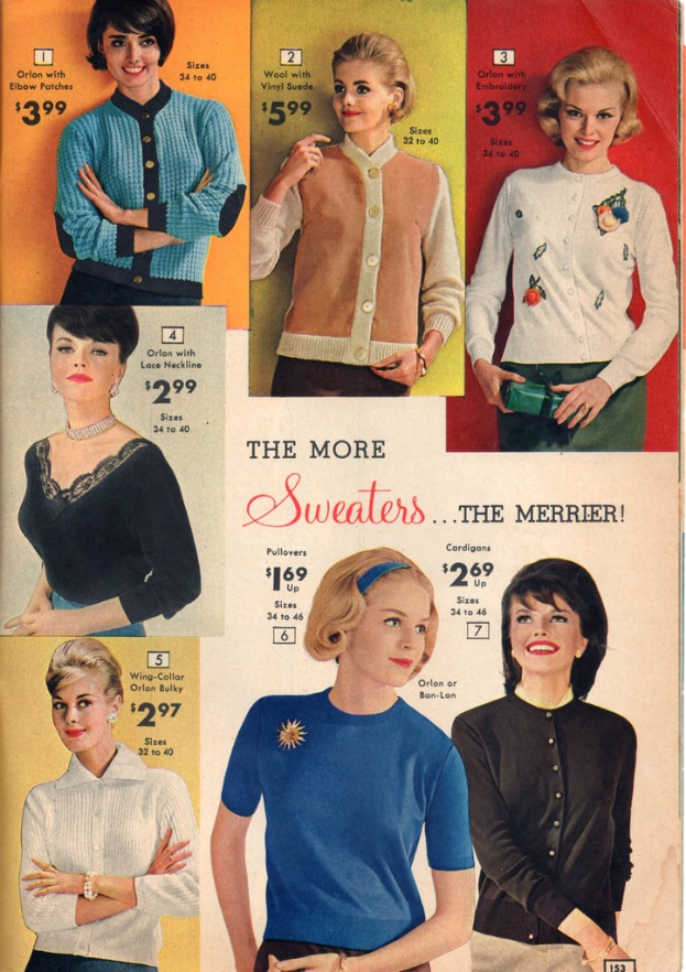 Ein Collage mit verschiedenen Bildern von Frauen in verschiedenen Kostümen, jedes begleitet von Text und Dollarbeträgen.