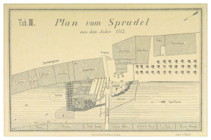 Ein Plakat mit einem Stadtplan von Spruidel, Deutschland, mit begleitendem Text.