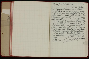 Ein offenes Tagebuch mit handgeschriebenem Text, das einem deutschen Soldaten gehört, der im Zweiten Weltkrieg gefallen ist.