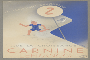 Eine Person in einem hellgelben Kleid lächelt in der Mitte eines Karnevalplakats, umgeben von der fettgedruckten, schwarzen Schrift 'Karneval'.