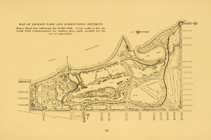 Detailierter alter Plan von Jackson Park und umliegenden Bezirken, der Straßen, Parks und andere Merkmale zeigt.